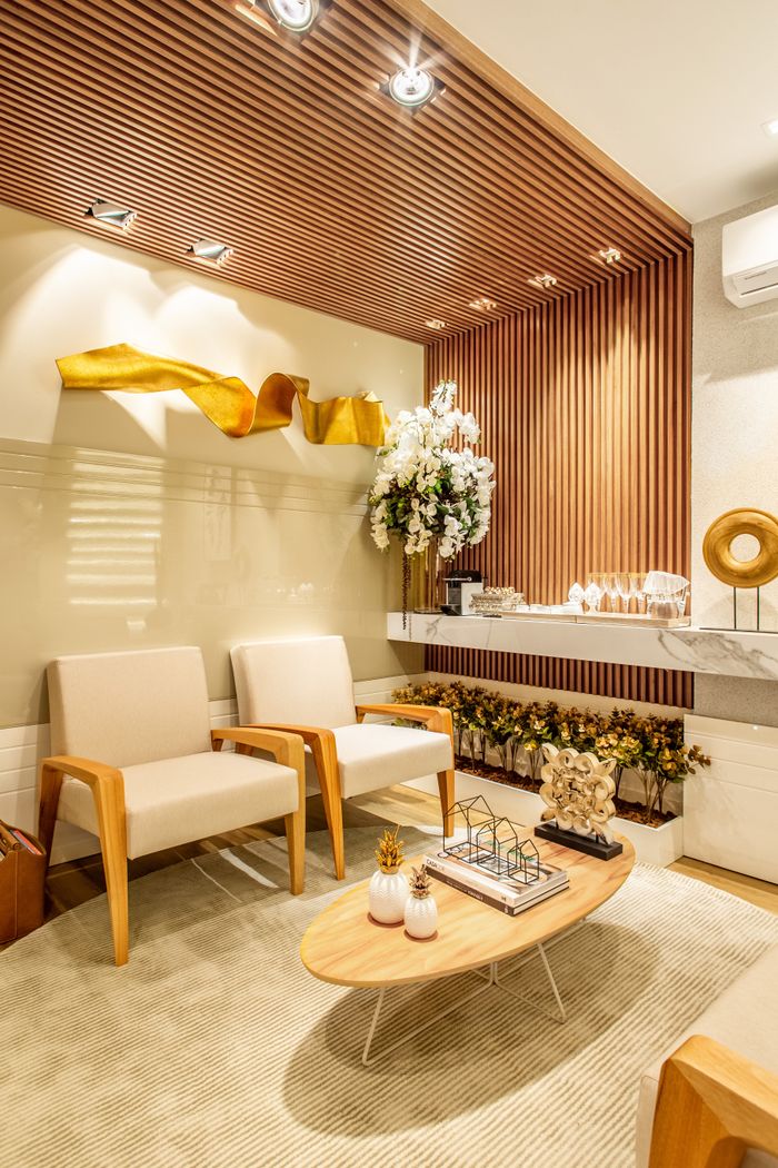 Luxurious modern lounge with elegant furniture and decor in a sophisticated design.